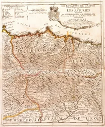 Mapa de Asturias (Espanha) (Gravura