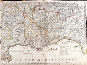 Mapa de Dauphine e Provence (França) (Gravura