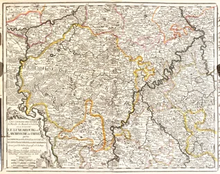 Mapa do Luxemburgo e da diocese de Treves (Alemanha) (Gravura