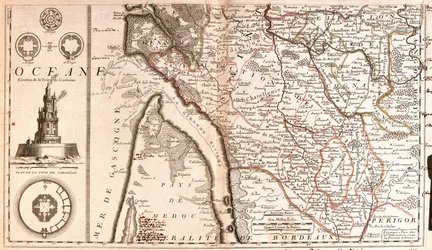 Mapa da Aquitânia (França) (Gravura