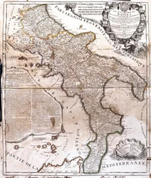 Mapa do Reino de Nápoles (Itália) (Gravura