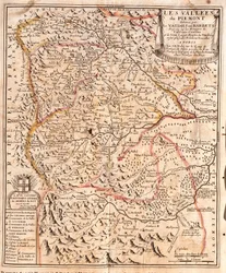 Mapa do Piemonte (Itália) (Gravura