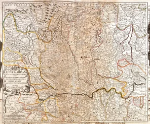 Mapa da região de Milão (Itália) (Gravura