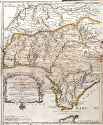 Mapa dos reinos de Granada e Andaluzia (Espanha) (Gravura