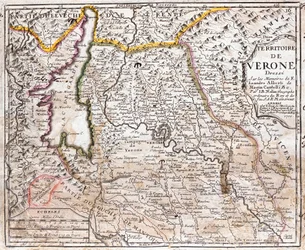 Mapa do território de Verona (Veneto, Itália) (gravura