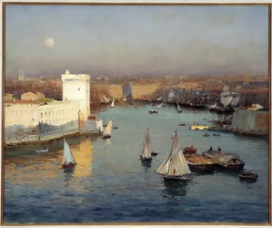 Vista do Velho Porto de Marselha da Pintura Pharo de Jean Baptiste Olive (1848-1936) Dim. 50x73 cm Menção obrigatória: Fundação de colecção de provence, Marselha