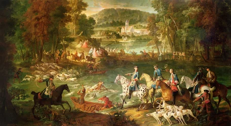 Caça na lagoa Saint-Jean, na floresta de Compiegne, antes de 1734