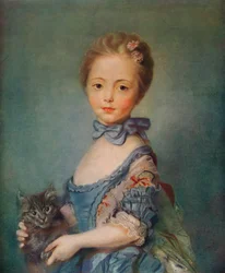 Uma menina com gatinho, c1743