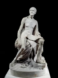 François-Marie Arouet dit Voltaire nu (1694-1778) Escultura em mármore de Jean-Baptiste Pigalle (1714-1785) 1776 Sol. 1,5 m Paris, Musee du Louvre