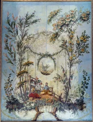 Chinoiserie: painel decorativo representando uma cena chinesa, concebido por Jean Pillement (1728-1808)
