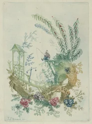 Design de ornamento da Nouvelle Suite de Cahiers de Dessins Chinois, década de 1790.