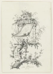 Composição ornamental em estilo chinoiserie
Desenhos ornamentais em estilo chinoiserie para Deuxième Cahier de seis Baraques Chinoises (título da série)