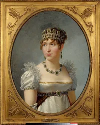 Retrato da rainha Hortense de Beauharnais (1783-1837), rainha da Holanda, esposa de Luís Bonaparte. É filha da imperatriz Josefina de Beauharnais e mãe do futuro Napoleão III. Pintura de Jean-Baptiste Regnault (1754-1829), 1810