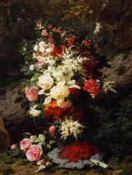 Natureza morta com framboesas. Pintura de Jean Baptiste Robie (1821-1910) Coleção particular.