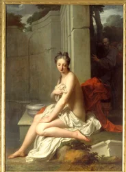 Suzanne au bain Painting de Jean Baptiste Santerre (1651-1717) Sol do século XVIII. 2,05x1,45 m .