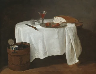 A toalha de mesa branca