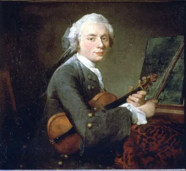 O Jovem no Violino, por volta de 1738. Retrato de Charles Theodose Godefroy. Óleo Sobre Tela de Jean Baptiste Simeon Chardin (1699 - 1789). Paris, Musee du Louvre.