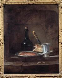 A apreensão de um almoço também diz a taça de prata. Pintura de Jean Baptiste Simeon Chardin (1699 - 1779)
