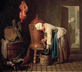 Mulher, desenho, água, cobre, cisterna, c.1732