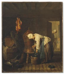 Francês:  La fontaine
Alemão: Der Brunnen