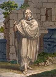 Um árabe do deserto, estampa 94 da «Coleção de cem gravuras representando as diferentes nações do Levante» de Charles de Ferriol, gravada por Jean-Baptiste Haussard (ativo em 1678-1749), 1707-08