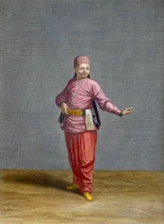 Um menino turco, placa 44 de "Coleção de cem impressões representando as diferentes nações do Levante" por Charles de Ferriol, gravada por Jean-Baptiste Haussard (fl.1679-1749), 1707-08 (colo