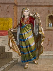 Uma mulher africana, placa 96 de &39;coleção de cem estampas representando as diferentes nações do Levante&39; por Charles de Ferriol, gravado por Gerard Scotin (1671-1716), 1707-08 (engr coloridas