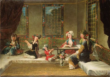 Armênia mulheres bordando em um interior