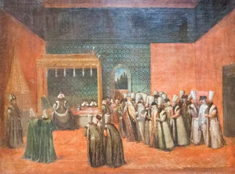 Sultão Ahmed III a receber um embaixador europeu, c.1725 (óleo sobre tela)