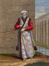 O capitão Pacha, placa 36 de "Coleção de cem impressões representando as diferentes nações do Levante" por Charles de Ferriol, gravado por Gerard Scotin (1671-1716), 1707-08