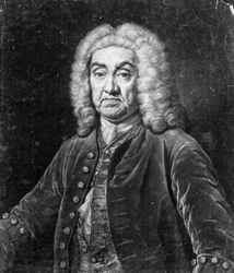 John James Heidegger, gravado por John Faber, 1749