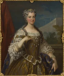 Marie Leszczynska (Leczinska), aristocrata polonaise et reine de France - Retrato de Marie Leszczynska, Rainha de França (1703-1768), de Van Loo, Jean Baptiste, Cópia após (1684-1745). Óleo sobre tela. Dimensão : 104x82 cm. Nationalmuseum Stockholm