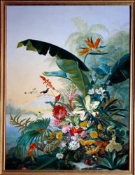 Flores exóticas. Pintura por Jean Benner Fries (Benner-Fries
