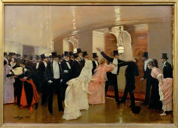 Discussão no corredor da ópera (pintura sobre tela)