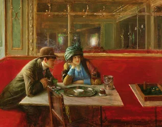 Na cafeteria.