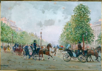 Autocarros nos Campos Elíseos, Paris (pintura sobre tela)