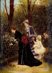 No jardim. Pintura de Jean Beraud (1849-1935)