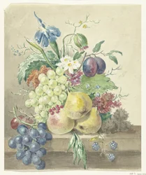 Ainda vida de flores e frutas