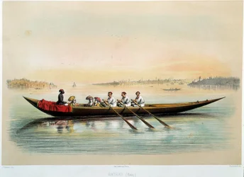Império Otomano "um barco em Constantinopla" Watercolour de Jean Brindesi (1826-1888)