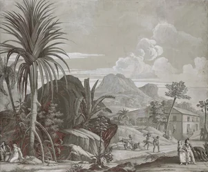 Leaving for a Walk, painel de papel de parede da série "Paul et Virginie", de Dufour & Cie, c.1823