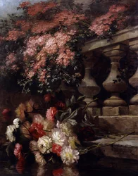 Flores na varanda. Pintura de Jean Capeinick (1838-1890) Coleção particular.