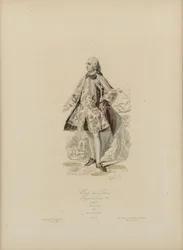 Moda parisiense: Reinado de Luís XV (gravura colorida à mão)