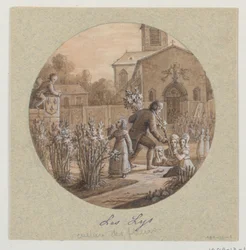 Projeto para um Prato de Porcelana Pintado, Les Lys (Lillies) do Service de la Culture des Fleurs (Serviço de Cultivo de Flores)