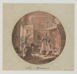 Projeto para um Prato de Porcelana Pintado, Les Marrons (Chestnuts) para o Service des Objets de Dessert (Serviço de Sobremesa)