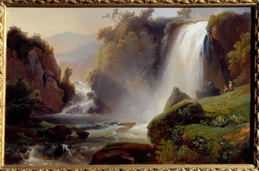Cascades a Tivoli Painting de Jean Charles Remond (1795-1875) 1840. Sol 0,34x0,22 m Rouen, museume des Beaux Arts