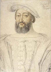 Retrato de Francisco I (1494-1547), Rei de França par Clouet, Jean (c. 1485-1541). Giz preto e sangue sobre papel, tamanho : 31,6x22,5, Primeira metade do 16º cen., Eremitério do Estado, São Petersburgo.