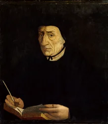 Retrato de Guillaume Bude (Budee) (Budaeus) (1467-1540), humanista francês. Pintura de Jean Clouet (1485 - 1541) Ec. P. (h s/b 0,34 x 0,31). Versailles. Musee du Chateau.