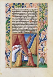 Ms Lat. Q.v.I.126 f.47 Judite com a cabeça de Holofernes, do "Livro de Horas de Louis d