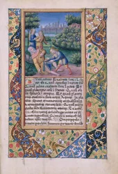 Senhora Lat. QVI126 fol.17 A embriaguez de Noé, do Livro de Horas de Louis d&39;Orleans, 1490