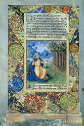 Ms. Lat. Qv126 fol.25v Moisés antes da sarça ardente, do Livro de Horas de Louis d&39;Orleans, 1490